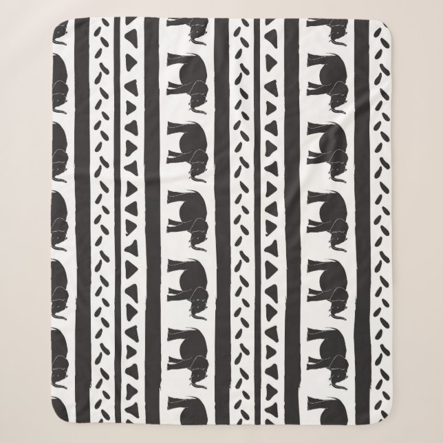 Elephants, lines, triangles, decorative seamless. sherpa blanket (Front)