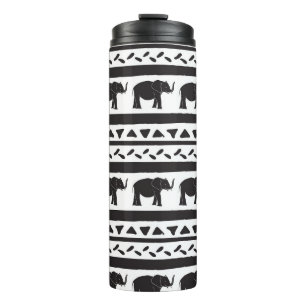 Elephants, lines, triangles, decorative seamless. thermal tumbler