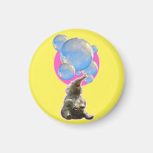 ELEPHANTS LOVE BUBBLES - Kitchen Magnet