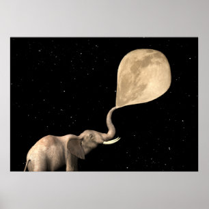 Elephants Make Full Moon Poster