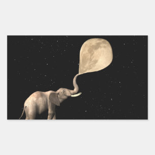 Elephants Make Full Moon Rectangular Sticker