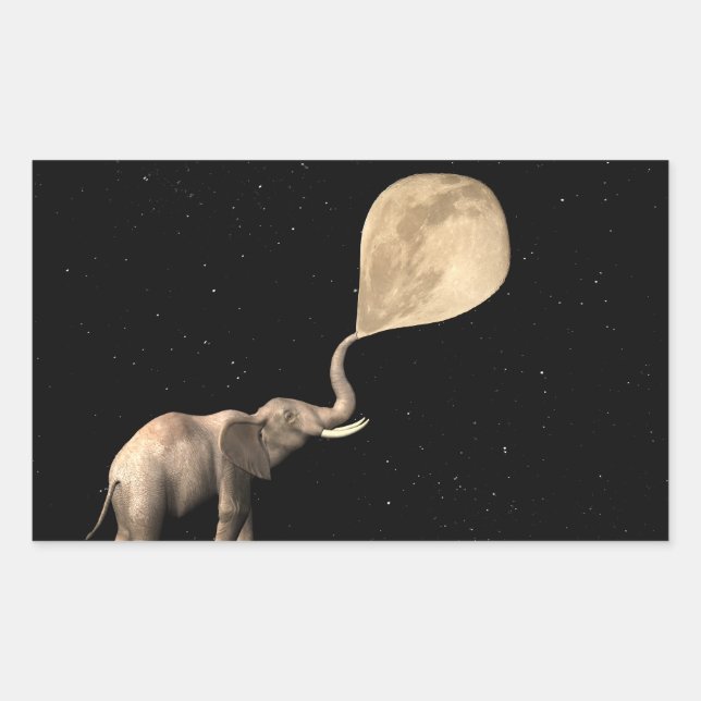 Elephants Make Full Moon Rectangular Sticker (Front)