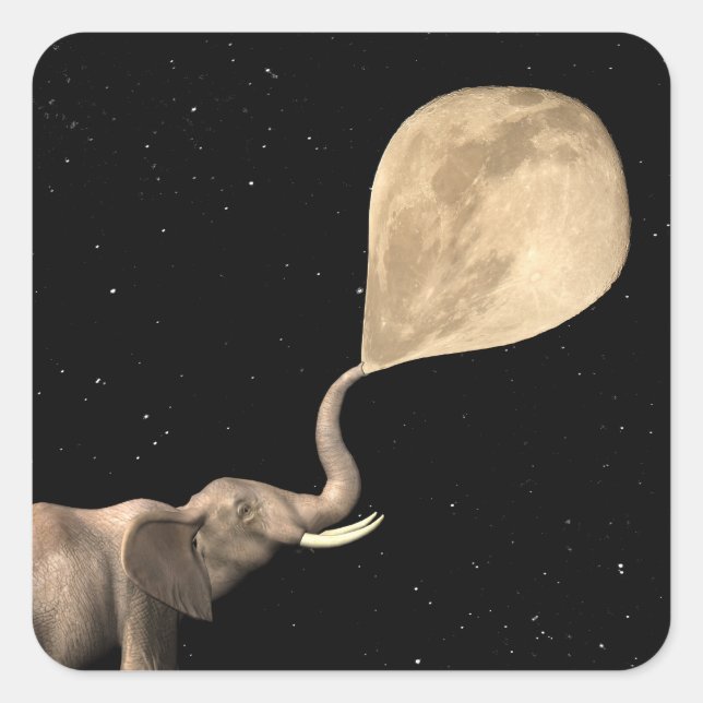 Elephants Make Full Moon Square Sticker (Front)