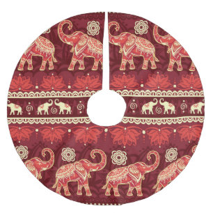 Elephants March: Playful Seamless Pattern. Brushed Polyester Tree Skirt
