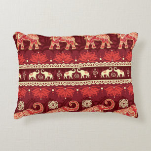 Elephants March: Playful Seamless Pattern. Decorative Cushion