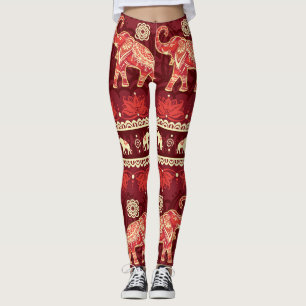Elephants March: Playful Seamless Pattern. Leggings