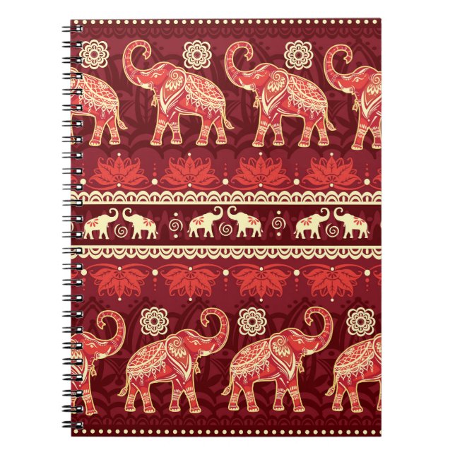 Elephants March: Playful Seamless Pattern. Notebook (Front)