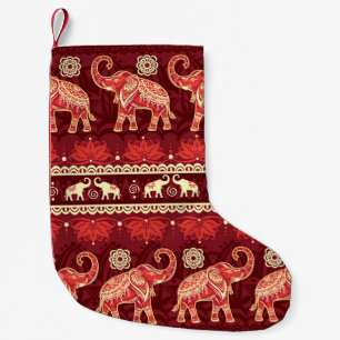 Elephants March: Playful Seamless Pattern. Small Christmas Stocking