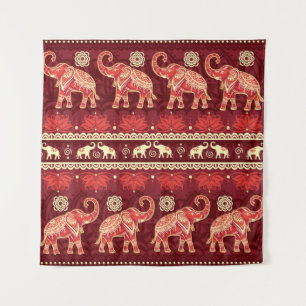 Elephants March: Playful Seamless Pattern. Tapestry