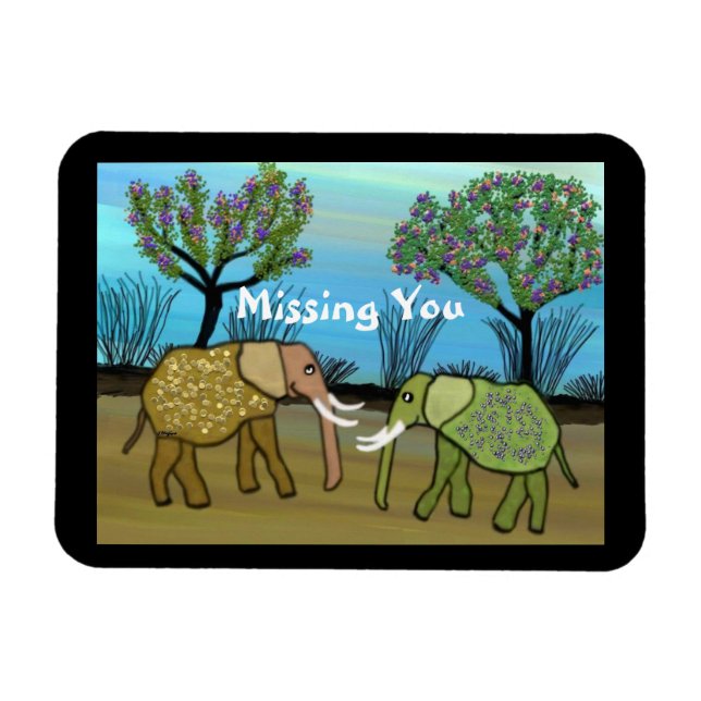 Elephants Missing You Magnet (Horizontal)