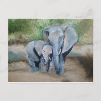 Elephants- Mother and Baby Postcard