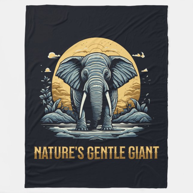 Elephants Nature's Gentle Giant Fleece Blanket (Front)