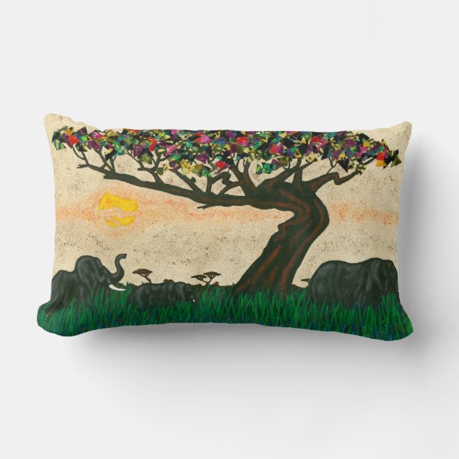 Elephants on the Planes of Africa Lumbar Cushion (Front)