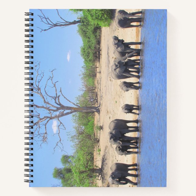 Elephants on the River Spiral Bound Notebook (Front)