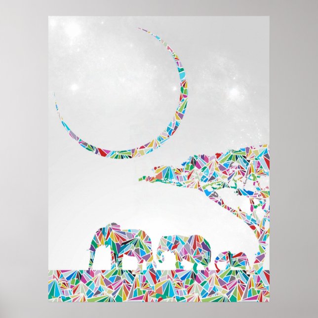 Elephants on the Savannah Poster (Front)