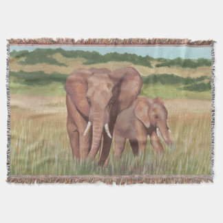 Elephants on the Walk Throw Blanket