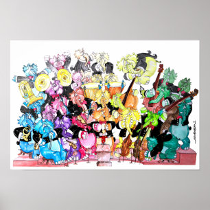Elephants' Orchestra Watercolour Poster