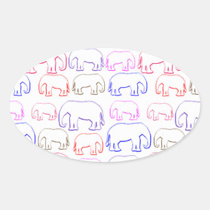 elephants oval sticker
