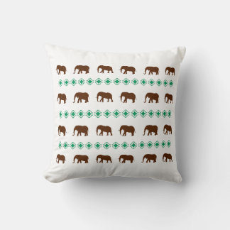 elephants pattern brown and green design cushion