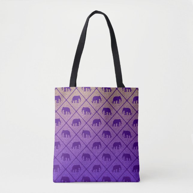 Elephants pattern on gradient noisy background tote bag (Front)