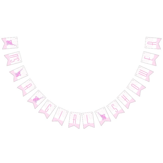 Elephants pink It's a girl baby shower Bunting (All)
