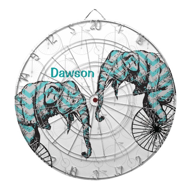 Elephants Plus Bikes Equal YIKES! Dartboard (Front)