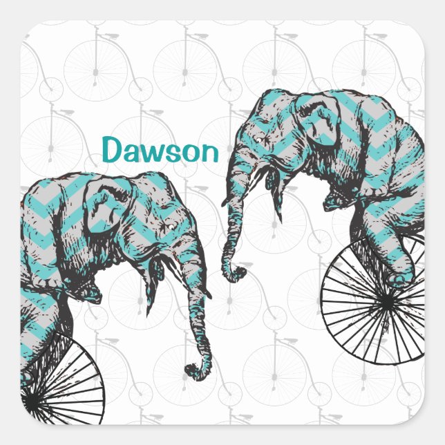 Elephants Plus Bikes Equal YIKES! Square Sticker (Front)