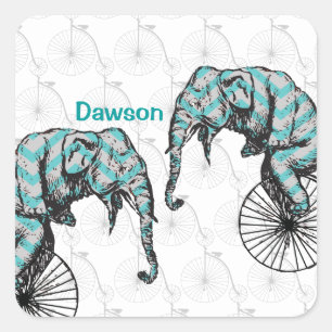 Elephants Plus Bikes Equal YIKES! Square Sticker