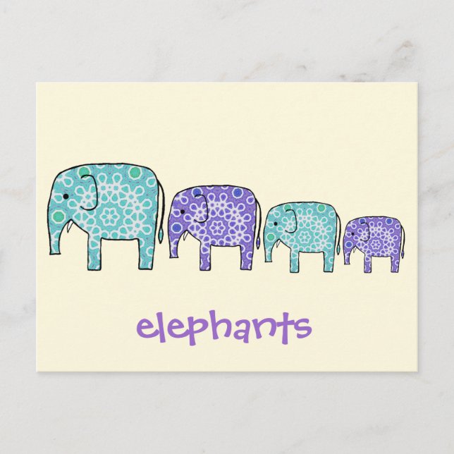 Elephants Postcard (Front)