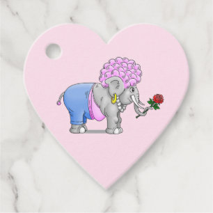 Elephant's red rose for Valentine's Day Favour Tags