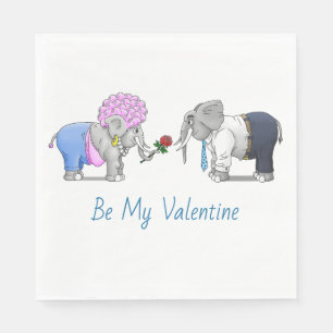 Elephants' Romantic Valentine's Day Napkin