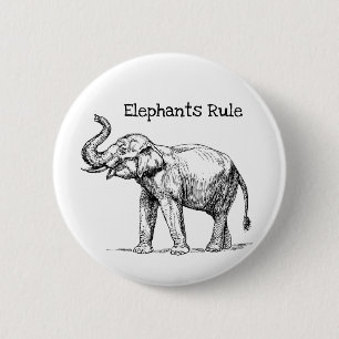 Elephants Rule 6 Cm Round Badge