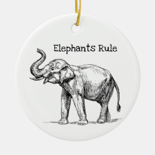Elephants Rule Ceramic Ornament