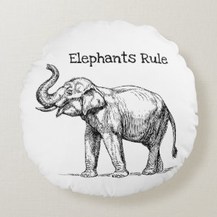 Elephants Rule Round Cushion