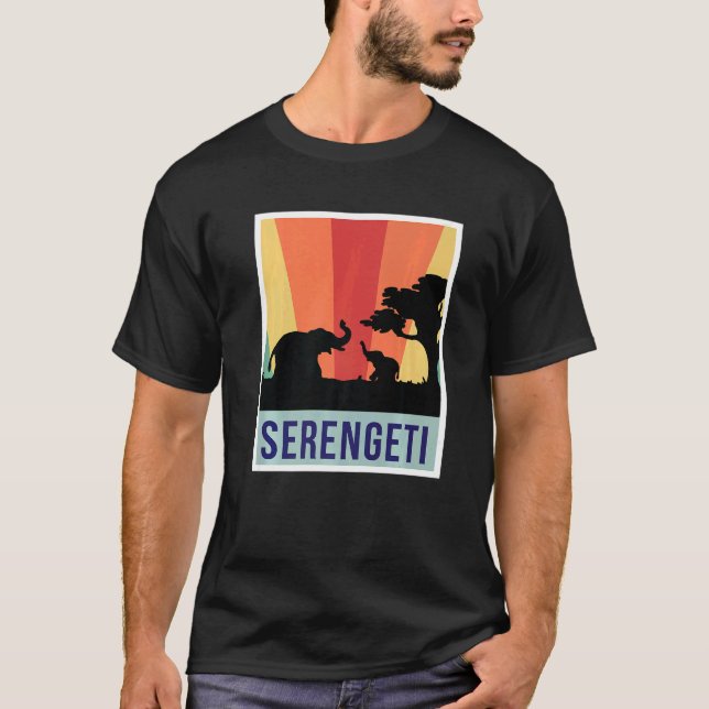 Elephants Safari National Park Serengeti Souvenir  T-Shirt (Front)