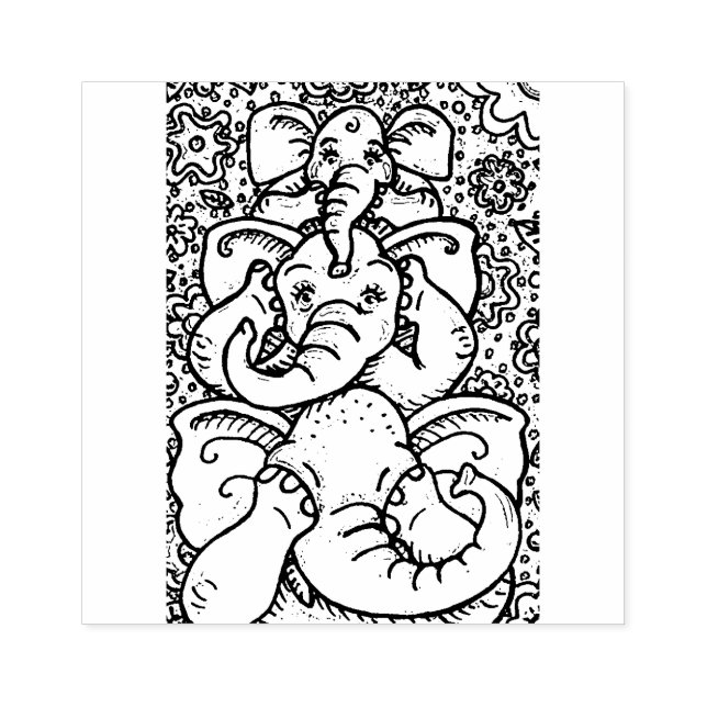 ELEPHANTS SEE NO EVIL RUBBER STAMP (Imprint)
