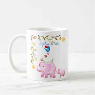 Elephants, Sheep & Bird Animal Tower Coffee Mug