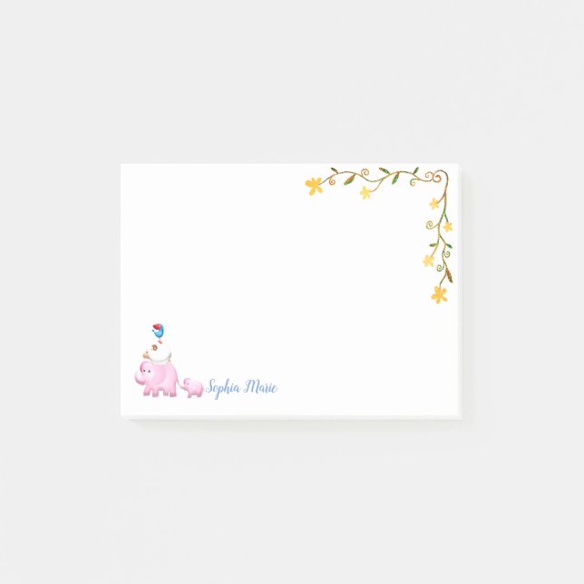 Elephants, Sheep & Bird Animal Tower Post-it Notes (Front)