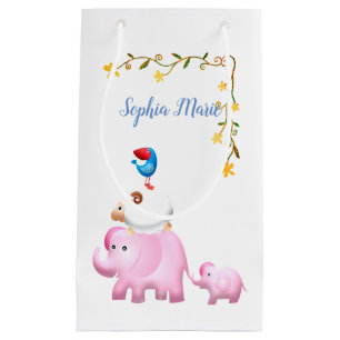 Elephants, Sheep & Bird Animal Tower Small Gift Bag