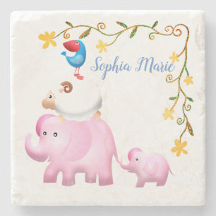Elephants, Sheep & Bird Animal Tower Stone Coaster