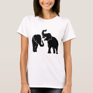 Elephants - Silhouette - Painting T-Shirt