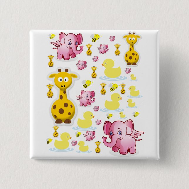 Elephants Square Button (Front)