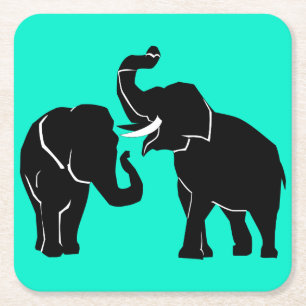 Elephants Square Paper Coaster