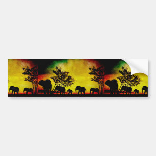 Elephants Sunset Bumper Sticker