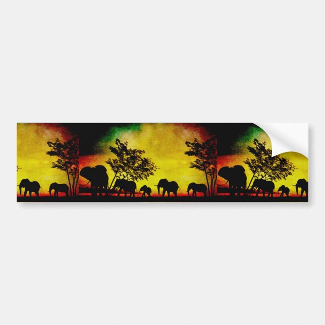 Elephants Sunset Bumper Sticker (Front)