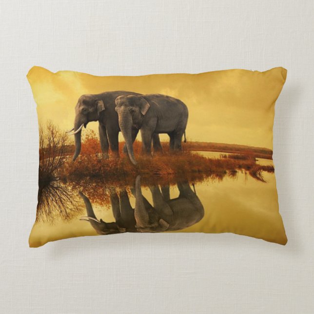 Elephants Sunset Decorative Cushion (Front)