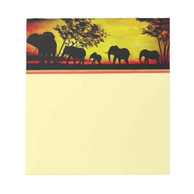 Elephants Sunset Notepad (Front)