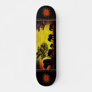 Elephants Sunset Skateboard