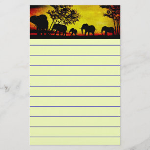 Elephants Sunset Stationery