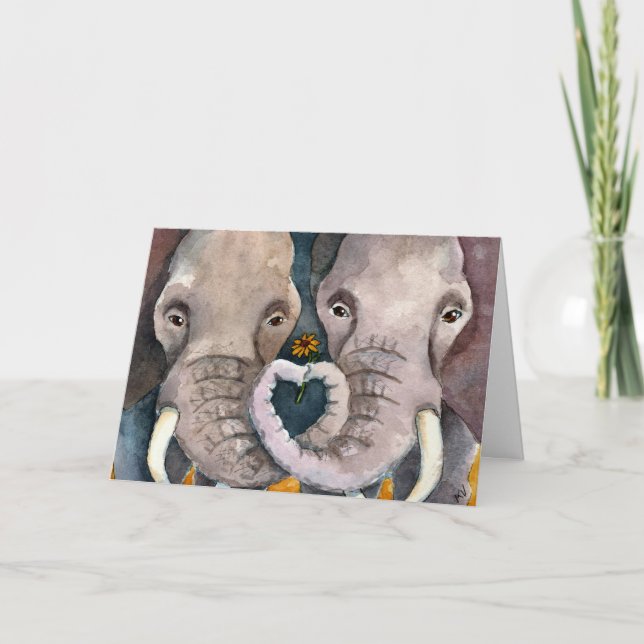 Elephants, Valentine's Day or Anniversary card (Front)
